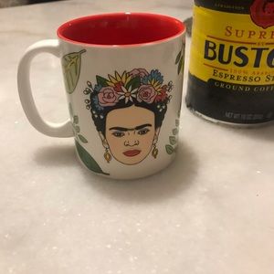 Frida Kahlo Mug Red Flower Mexican Artist. The Found VG women gift floral leaf